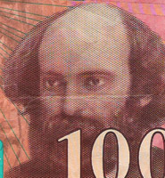 Post-Impressionist painter Paul C&eacute;zanne, on an old 100-franc note from FRANCE.