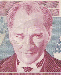 Mustafa Kemal Atat&uuml;rk, founder of the modern Turkish Republic, on an old 1,000,000-lira note from TURKEY.