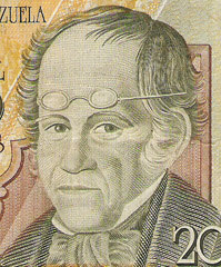I've always been amused by this portrait of Sim&oacute;n Rodr&iacute;guez, educator, philosopher, citizen of the world, and a largely-forgotten hero of history, with his glasses on his forehead.  It appears on the 20,000-bolivar note in VENEZUELA.